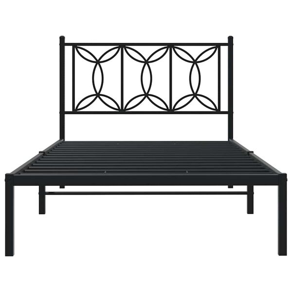 vidaXL Cadru de pat din metal cu tăblie, negru, 107x203 cm