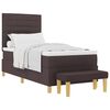 vidaXL Pat cu arcuri cu headboard Maro &icirc;nchis 200 x 90 cm țesătură
