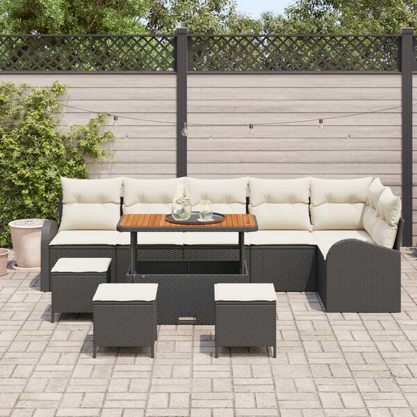vidaXL Set de canapele pentru grădină 10 pcs Negru Rattan poli