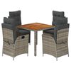 vidaXL Set mobilier de grădină cu perne, 5 piese, gri, poliratan
