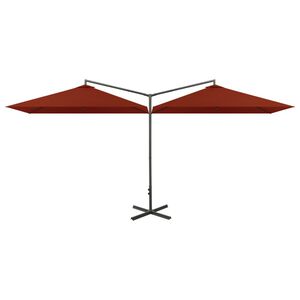 vidaXL Umbrelă de soare dublă, st&acirc;lp din oțel, cărămiziu, 600x300 cm