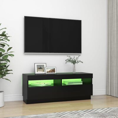 vidaXL Comodă TV cu lumini LED, negru, 100x35x40 cm