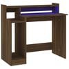 vidaXL Birou cu lumini LED, stejar maro, 97x45x90 cm, lemn prelucrat