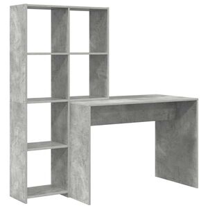 vidaXL Birou cu raft Gri din beton 138,5 x 55 x 143 cm Lemn prelucrat