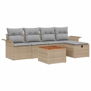 vidaXL Set de canapele pentru grădină 6 pcs Bej Rattan poli
