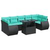 vidaXL Set mobilier grădină perne 8 piese negru, poliratan/lemn acacia