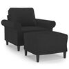 vidaXL Fotoliu canapea cu taburet, negru, 60 cm, material textil