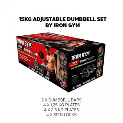 Iron Gym Set de gantere reglabile, 15 kg, IRG031