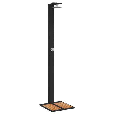 vidaXL Duș de exterior, negru, 50x55x224 cm, poliratan și lemn acacia
