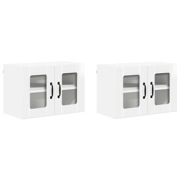 vidaXL Dulap de bucătărie 2 pcs Alb lucios 60 x 31 x 40 cm