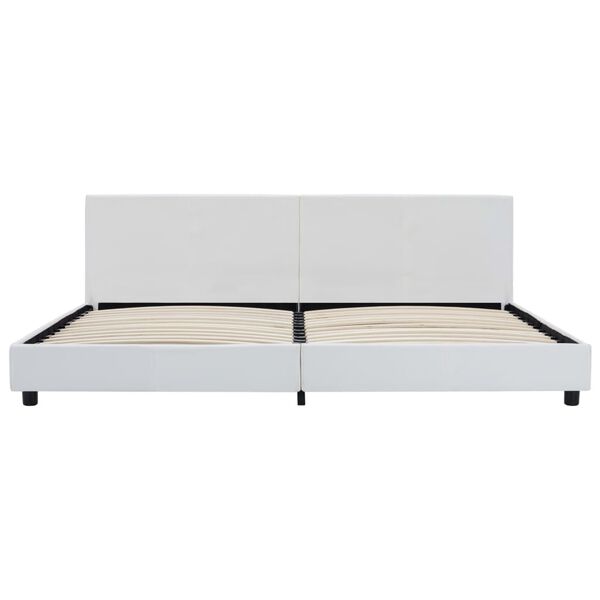 vidaXL Cadru de pat, alb, 180x200 cm, piele ecologică