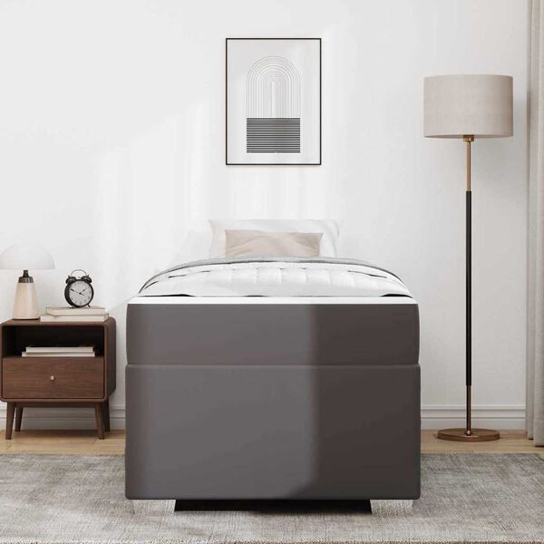 vidaXL Cadru de pat cu saltea Gri 80 x 200 cm țesătură