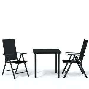 vidaXL Set de mobilier pentru grădină, 3 piese, negru