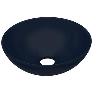 vidaXL Chiuvetă de baie, albastru &icirc;nchis, ceramică, rotund