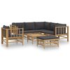 vidaXL Set mobilier de grădină cu perne gri &icirc;nchis, 8 piese, bambus