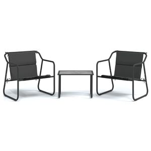 vidaXL Set mobilier de grădină, cu perne, antracit, 3 piese, oțel