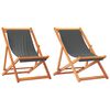 vidaXL Scaune de plajă pliante, 2 buc., gri, material textil