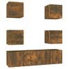 vidaXL Set dulapuri TV, 6 piese, stejar fumuriu, lemn prelucrat