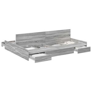 vidaXL Cadru de pat cu depozitare cu sertar Gri Sonoma 140 x 200 cm