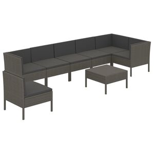 vidaXL Set mobilier de grădină cu perne, 8 piese, gri, poliratan
