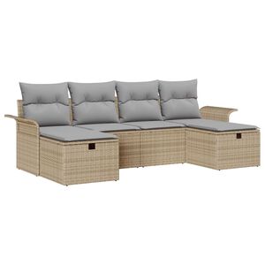 vidaXL Set de canapele pentru grădină cu pernă 6 pcs Bej Rattan poli