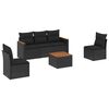 vidaXL Set mobilier de grădină cu perne, 6 piese, negru, poliratan