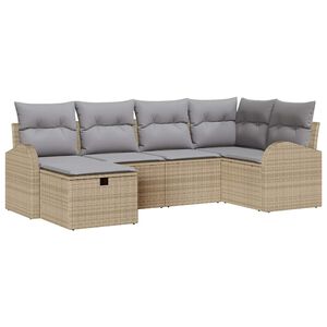 vidaXL Set de canapele pentru grădină cu pernă 6 pcs Bej Rattan poli