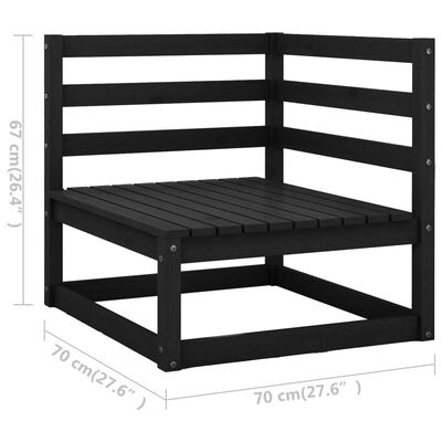 vidaXL Set mobilier de grădină, 3 piese, negru, lemn masiv de pin