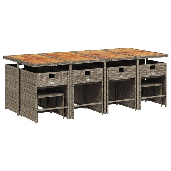 vidaXL Set mobilier de grădină cu perne, 13 piese, gri, poliratan