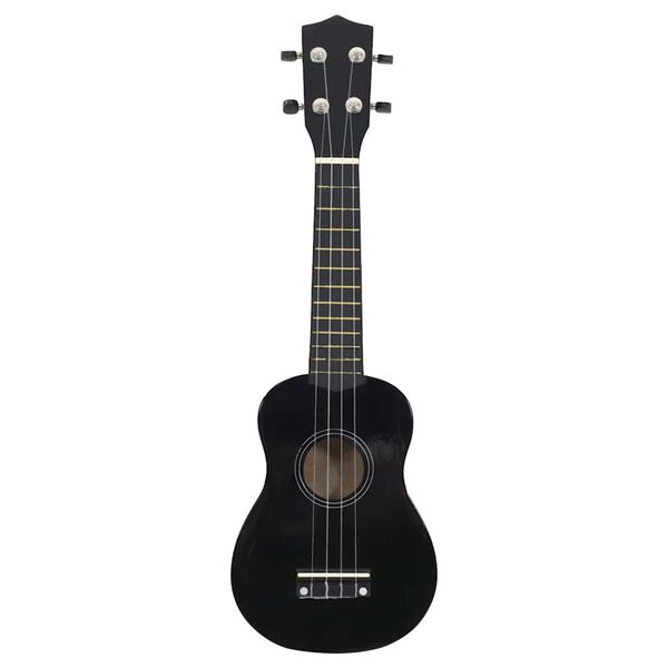 vidaXL Set ukulele Soprano pentru copii, cu husă, negru, 23"