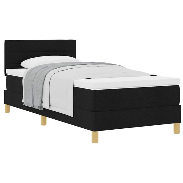 vidaXL Pat cu arcuri cu saltea cu headboard Negru 90 x 190 cm țesătură