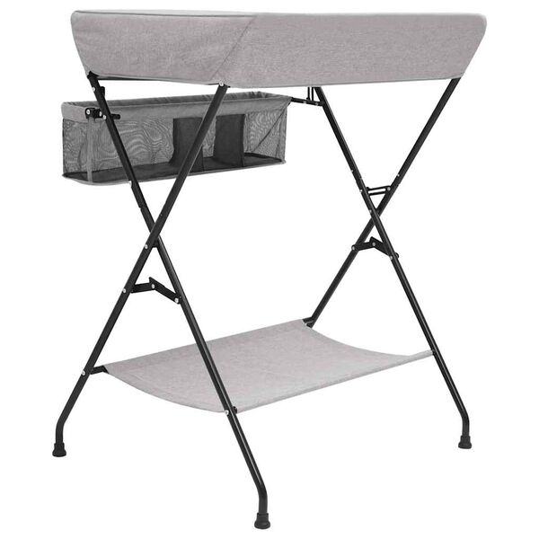 vidaXL Masă pentru schimbat bebeluș, gri deschis, fier
