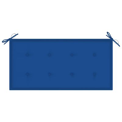 vidaXL Bancă grădină, pernă albastru regal, 112 cm, lemn masiv tec