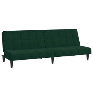 vidaXL Canapea extensibilă cu 2 locuri, verde &icirc;nchis, catifea