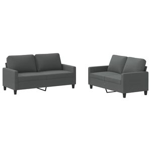 vidaXL Set de canapele cu perne, 2 piese, gri &icirc;nchis, textil