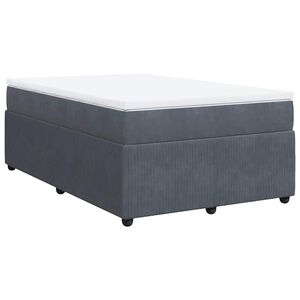 vidaXL Pat box spring cu saltea, gri &icirc;nchis, 120x190 cm, catifea