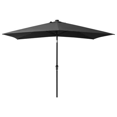 vidaXL Umbrelă de soare cu LED-uri și stâlp din oțel, antracit, 2x3 m
