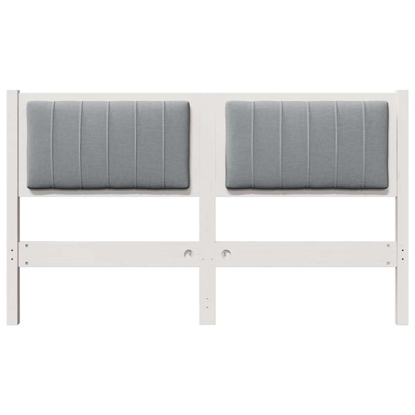 vidaXL Tăblie tapițată cu headboard Alb 140 cm Lemn de pin masiv