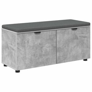 vidaXL Bancă pentru hol cu pernă cu raft Gri Beton 100 x 38 x 46 cm