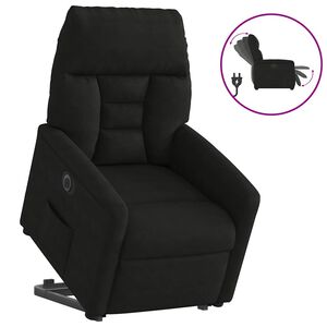 vidaXL Fotoliu rabatabil electric cu ridicare, negru, microfibră