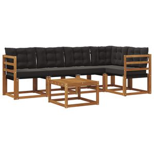 vidaXL Set de canapele de exterior cu pernă 6 pcs Natural și Negru