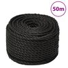 vidaXL Fr&acirc;nghie de lucru, negru, 20 mm, 50 m, polipropilenă