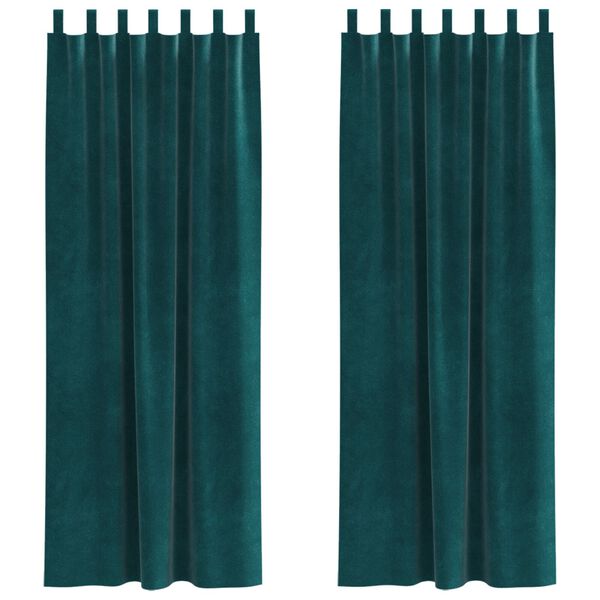 vidaXL Perdele opace 2 pcs Verde închis 140 x 260 cm Catifea