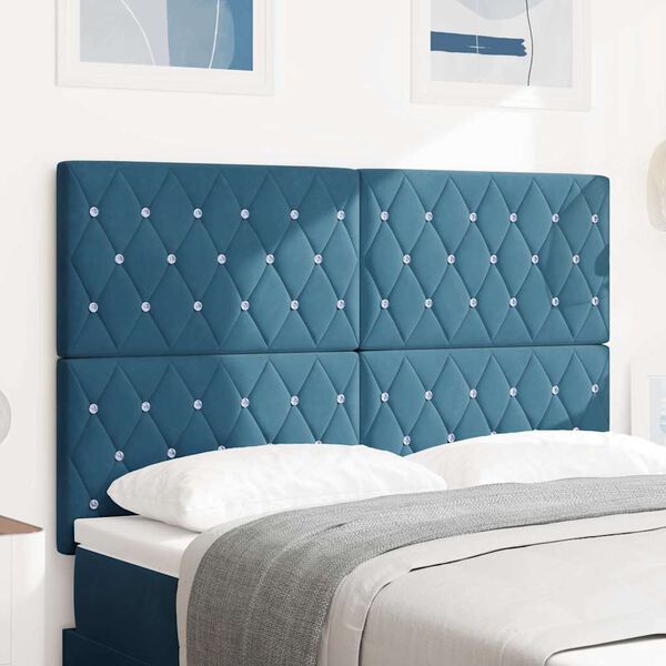 vidaXL Tăblie LED cu headboard Manual Albastru închis 160 cm Poliester