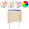 vidaXL Tăblie de pat cu LED, crem, 83x16x118/128 cm, textil