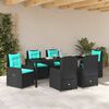 vidaXL Set de masă pentru grădină 7 pcs Negru Rattan poli