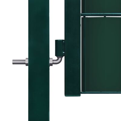 vidaXL Poartă de gard, verde, 100x124 cm, PVC și oțel