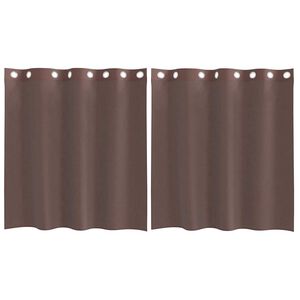vidaXL Perdele Voile cu Oelii 2 buc Maro 140x140 cm