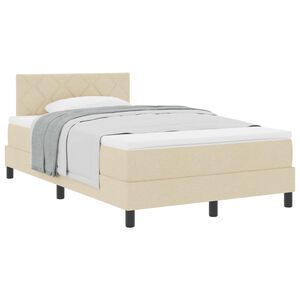 vidaXL Pat cu arcuri cu saltea cu headboard Crem 120 x 190 cm țesătură