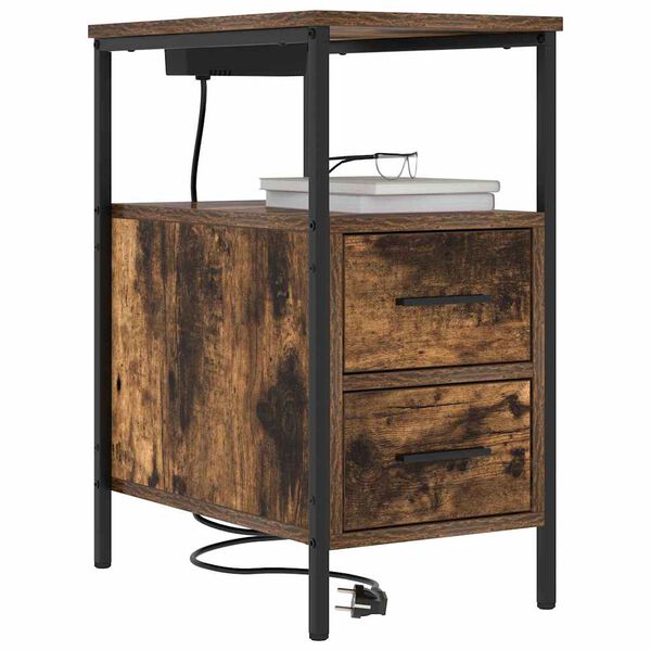 vidaXL Dulap de noapte Stejar fumuriu 30 x 48 x 61 cm Lemn compozit